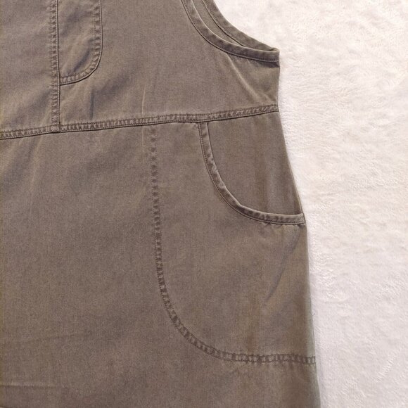 Valerie Stevens Maxi Dress Womens PL Lagan look Charcoal Gray Pinafore Bib flowy - Picture 4 of 12